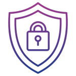 Icon of a lock on a shield, representing cybersecurity