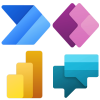 Logos of Microsoft Power Platform services.