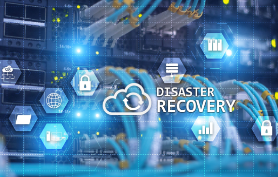 Hexagons with icons related to Enterprise Networking, all representing disaster recovery.