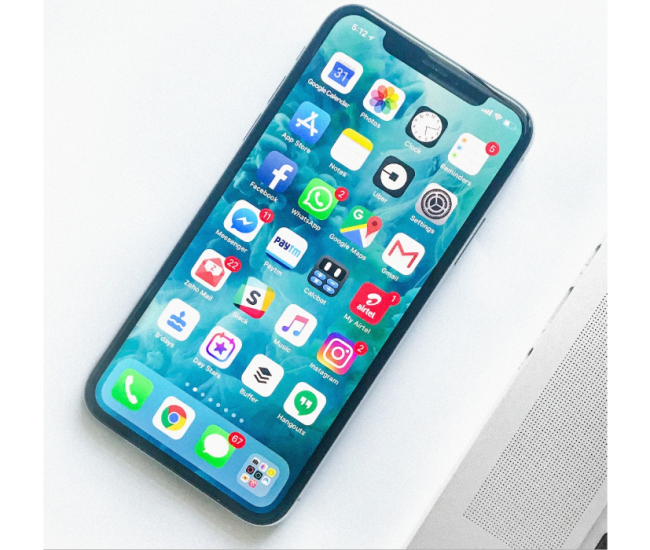 Phone home screen with digital marketing & SEO apps.
