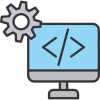 Icon for Customer Line of Business Software Development of computer with code and gear